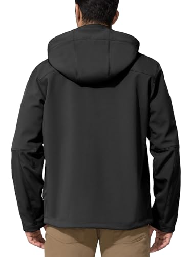 Image of Men's Military Tactical SoftShell Jacket Fleece Lined | Lightweight,Waterproof,Windproof,Multi-pockets,Adjustable Hood for Work,Hiking,Snow,Ski