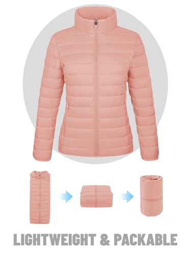 TACVASEN Women's Puffer Jackets Quilted Packable Puffy Coats Lightweight Winter Warm Zip Up Down Jacket Stand Collar