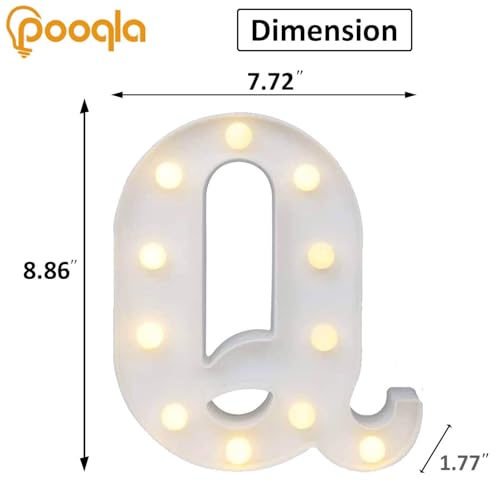 Image of Pooqla LED Marquee Letter Lights Sign, Light Up Alphabet Letter for Home Party Wedding Decoration Q