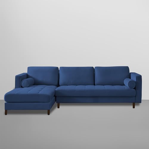 Image of Lezra LHS 4 Seater L Shape Sofa Set for Living Room (Blue Fabric) Premium Fabric Sofa