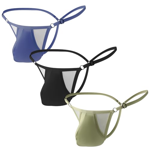 Mens T-Back Thongs Sexy Low Rise G String Briefs Bulge Pouch Underwear Y Back Sexy gray Lingerie tanga hombre bugle For Male