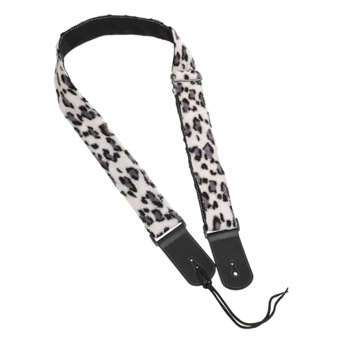 AKOOSY Sangle de Guitare Léopard Peluche Épaisse Bandoulière Ajustable pour Guitare Électrique Basse Acoustique et Ukulélé Accessoire Mode Confortable