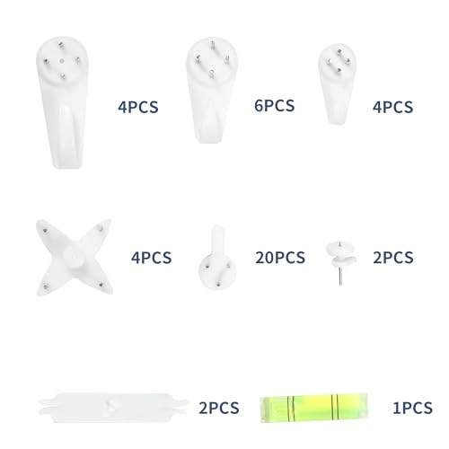 Image of 43PCS Invisible Screw Traceless Hook Picture Hanging Kit Picture Hanger Traceless Drywall Stucco Concrete Hooks