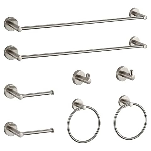 BGL Bathroom Hardware Set Brushed Nickel Bathroom Accessory Set Towel Bar 8 Pieces Cover