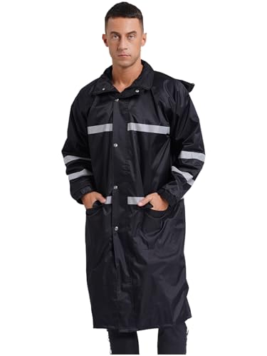 Chubasquero largo para hombre impermeable y transpirable con capucha y poncho reflectante de lluvia
