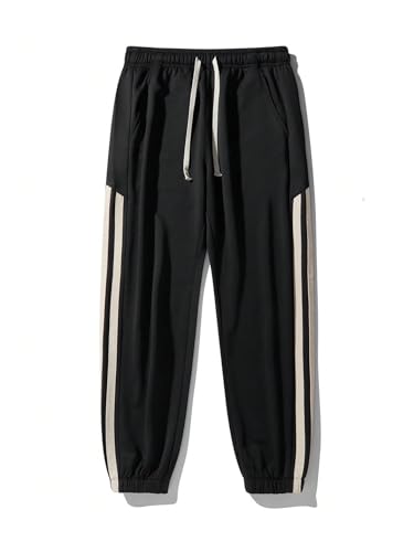 Verdusa Men's Striped Sweatpants Drawstring Waist Ative Pants Casual Joggers with Pockets3