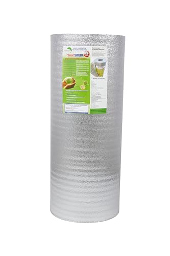 SmartSHIELD -5mm 48''X50ft Reflective Insulation Roll, Foam Core Radiant Barrier, Heat-Cold Shield, Thermal Foil Insulation - Pure Aluminum