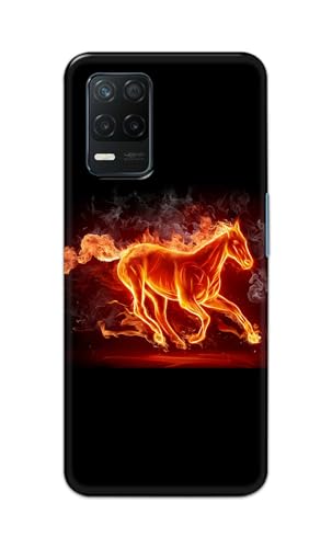 Image of Plastic Printfidaa Printed Hard Back Cover Case For Realme 8 5G | Realme 8S 5G | Realme Narzo 30 5G | Realme 9 5G Back Cover (Fiery Horse) -112, Multicolor
