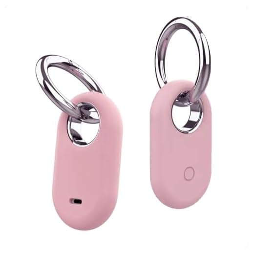 Capa Case Silicone com Chaveiro para Rastreador Samsung Galaxy Smarttag2 Localizador Anti Queda Anti Perda Anti Riscos para Chaves Pet Mala (ROSA-CLARO)
