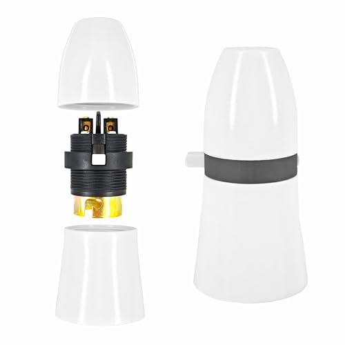 2 pcs per Pack B22 Lamp Holder With Power Switch White Color Bayonet Cap Ceiling Switched Bulb Socket