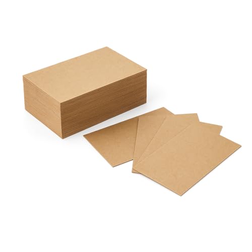 Tarjetas de visita de papel kraft marrón de 350 g/m², paquete de 100 (85 mm x 55 mm)