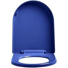 Toilet Seat Soft Close Toilet Seat With Adjustable Hinges, D/U Shape Toilet Seats Cover, Quick Release For Easy Cleaning, Simple Top Fixing Toilet LidNavy