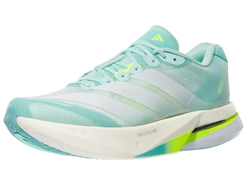 Image of Adidas, Womens, Adizero Boston 13 Running Shoes, Semi Flash Aqua /Zero Metallic /Lucid Lemon, 6.5, B - Medium