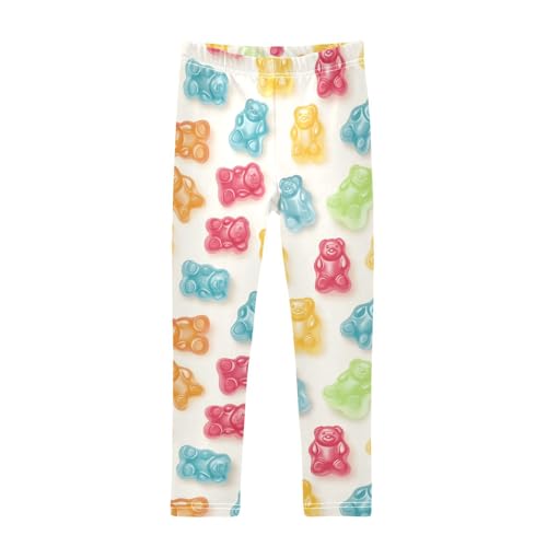 Colorful Gummy Girls Leggings,Workout Leggings for Girls Toddler Athletic Legging Size for 3-10T