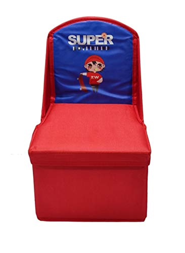 Image of Cardboard Cube Folding Storage Toy Box Seat Stool For Kids, Red, 24.50X21X40 Cm (730) Fibreboard.