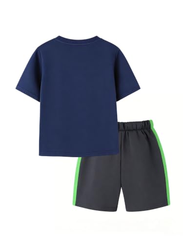 Image of HILEELANG Toddler Boy Summer Outfit Set 2 Piece Short Sleeve T Shirt and Short Soft Breathable Cotton Clothing Sets 2-7T