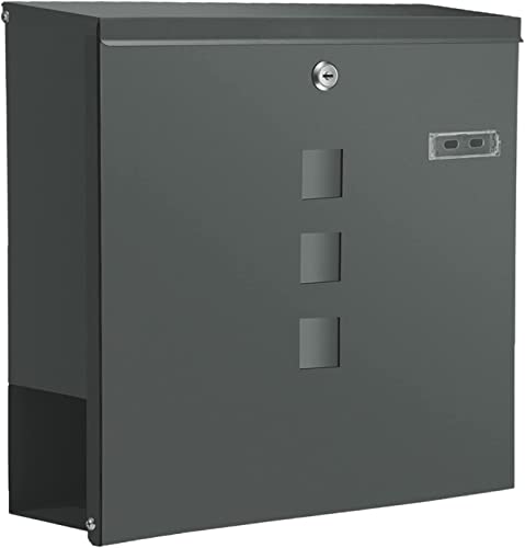 LDUDU Briefkasten Anthrazit mit Zeitungsfach Briefkasten Anthrazit Grau...