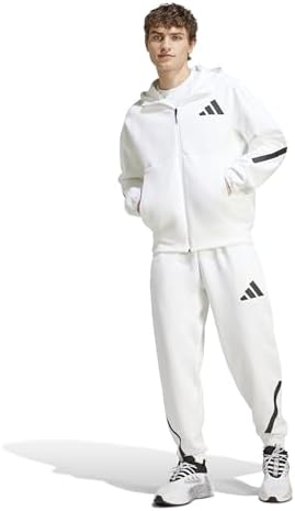 adidas Z.n.e. Moletom masculino com capuz e zíper, Branco, XGG