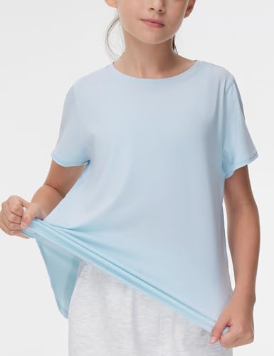 Image of THE GYM PEOPLE Girl's Athletic ShirtsWorkout Tops with Side Slits | Soft, Breathable, Side slits, Relaxed fit, Easy to match, For running, dancing and daily wear