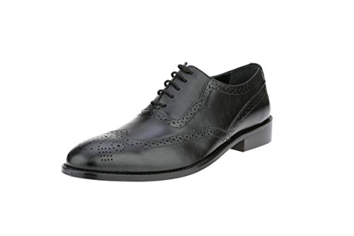 Image of Mens Tread Design & Plain Genuine Leather Lace Up Oxford Dress Shoes