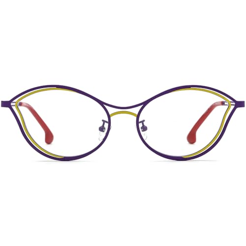 Image of FONEX Colorful Pure Titanium Glasses Frame Women Retro Round Eyeglasses