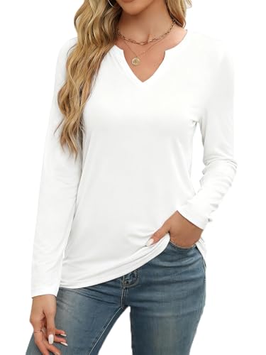 Image of WEACZZY Women's Long Sleeve Tops Dressy Casual Sexy V Neck Work Shirts Loose Fit Blouses Tunic Fall Fashion Outfits 2025