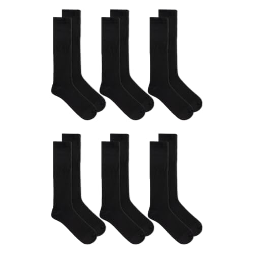 Dr. Scholl's Men's Graduated Compression Solid Pattern Over the Calf Socks 6 Pair Pack, Black, Fits Men's shoe size 13-152