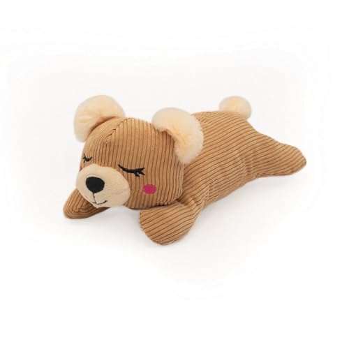 ZippyPaws Snooziez with Shhhqueaker - Bear Dog Toy with Silent Squeakers Quiet Puppy Toys for Boy and Girl Dogs Small Plush Dog Gifts