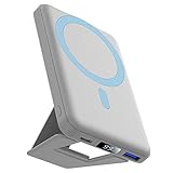 【Soporte Plegable y Minidiseño】 Este banco de energía inalámbrico magnético está equipado con un soporte plegable flexible que sostiene su iPhone (horizontal o verticalmente). Puedes ver videos mientras cargas. Libera tus manos. Debido al diseño compacto, el banco de energía Magsafe no interfiere con la lente de la cámara de los dispositivos inteligentes. Con un peso de solo 200 g (104*68*21 mm), el diseño ultraligero te permite llevarlo contigo y también cabe perfectamente en tu bolsillo.