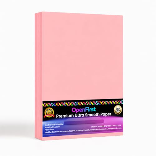 Image of A4 Premium Rose Pink Paper - 80 GSM Ultra Smooth Finish | Double Side Printable Colored Sheets For Invoicing, Office, Craft, Letterhead & Projects | Pack of 100 Sheets (Rose Pink)