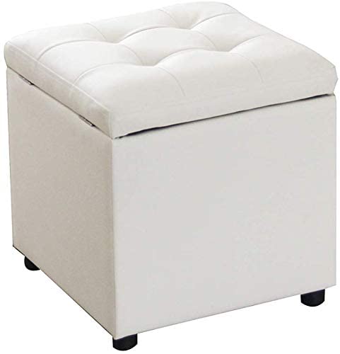 Pouf coffre étanche : tabouret de rangement carré en cuir pour organiser le salon