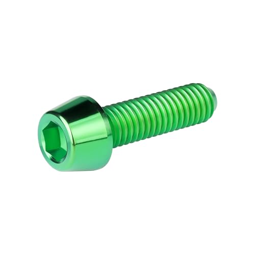 Image of Titanium Ti Bolt M5x9 16 18 20 25 30 35 40 45 50 55 60mm Tapered Head Screws Pack of 4 (M5x18mm, Green)