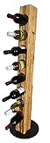 Wood & Wishes – Rustikaler Weinständer, Weinregal, Weinhalter aus massivem Holz; gefertigt in Handarbeit für 8 Flaschen Wein; Höhe 113 cm Ø 30 cm; Treibholzoptik; Landhausstil; dekoratives Unikat