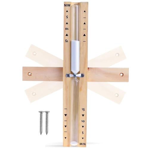 Sanduhr Sauna, Analoge Sauna Sanduhr 15 Minuten, Sauna Sanduhr Zubehör, Drehbare Sauna uhr Holz, Wandmontage Sauna Sanduhr, Sauna Sanduhr Wandmontage Saunauhr + 2 Edelstahl Schrauben