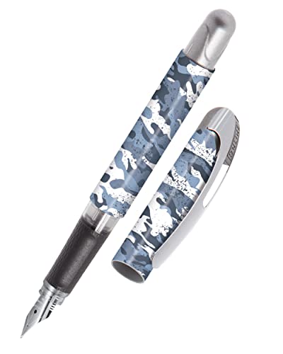 Online Füller College Camouflage, Tinten-Füller für Rechtshänder, ergonomisches Griffstück, hochwertige Iridium-Feder medium, Standard-Tintenpatronen, inkl. Kombipatrone blau, Allergiker geeignet