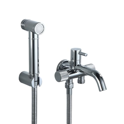 Ducha Higienicas para WC, Grifo Bidet para WC de Mano con Grifo y Acero Inoxidable Manguera de 1.5m, 1 In 3 out Kit de Ducha Bidet, Pulverizador de Bidé para Inodoro Latón