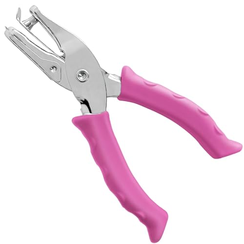 Small Hole Puncher Single Hole Punch for Crafts with Soft Grip Handle Paper Punch with Paper Cage for Kids Metal Hole Puncher for Clean Hole for Tags DIY Crafts in Office Home Classroom
