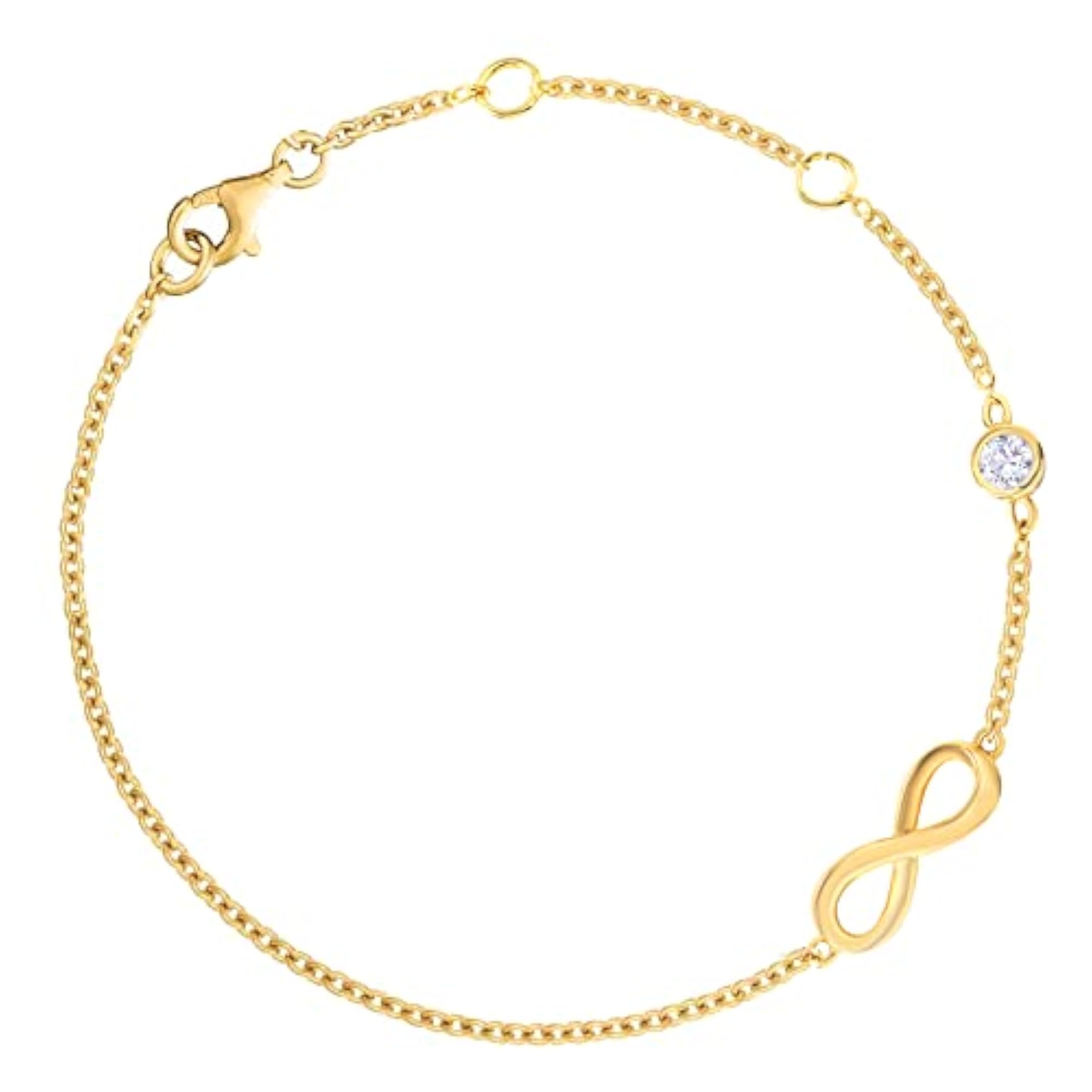 Infinity Shape Anklet with Solitaire Crystal Diamonds