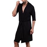 LZJDS Herren Modal Nachthemd Bademantel sexy Kleid Nachtwäsche Nachthemd Loungewear Pyjamas,Schwarz,XXL