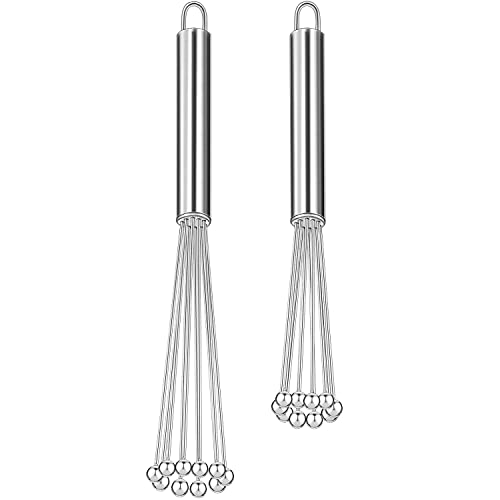LATRAT 2 palline per frusta in acciaio inox da 10 pollici e 12 pollici, frusta a sfera in acciaio inox con sfere, per cucinare, mescolare, frustare, sbattere, mescolare