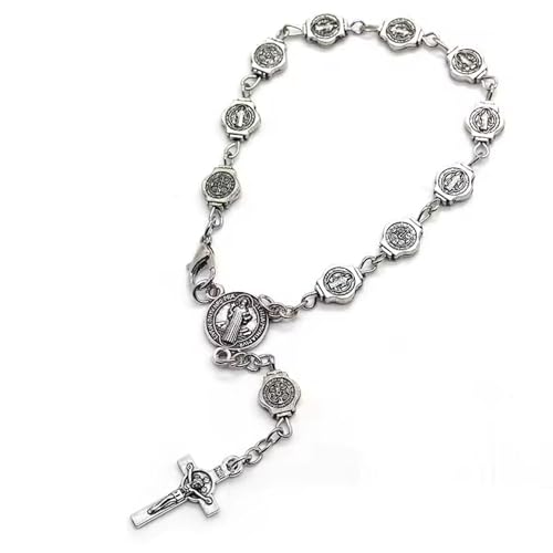 St. Benedict Rosario Bracelet - San Benito Charm for Women and Men, Catholic Gift