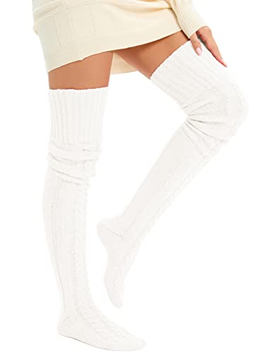 Image of Women's Thigh High Knitted Winter Boot Socks Vintage Extra Long Leg Warmer Over Knee High Stockings