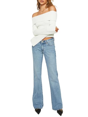 Goranbon Women's Off Shoulder Ribbed Knit Crop Sweaters Cute Wrap Long Sleeve Slim Pullover Jumper Tops4