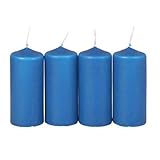  Malmö 4er-Set Adventskranzkerzen blau Weihnachtskerze Stumpenkerze Wachskerze 38x90mm