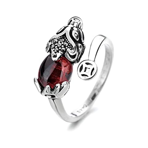 Feng Shui Ring, Pixiu Mani Mantra Protection Finger Ring Ruby Wealth Ring Amulet Wealth Lucky Open Adjustable Ring Buddhist Jewelry Ring for Women Men Cover