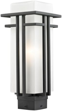 Z-Lite 549PHM-BK Outdoor Post Light with Matte Opal Shade, Glass