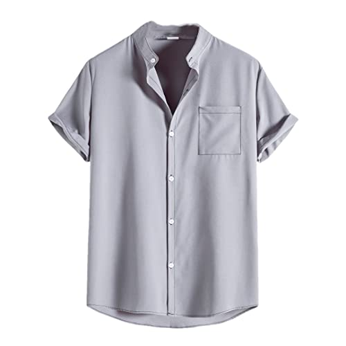Chemise d'été homme boutons solides manches courtes anti-chaleur