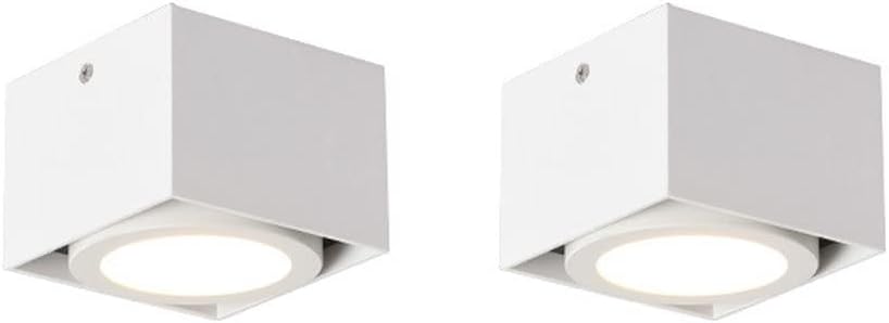 Siet 2 Packs Ceiling Down Lighting Fixture LED Surface Mounted Downlight, Directional Accent Spotlight Square Aluminum Ceiling Lamp, Corridor Living Room Ceiling Downlights