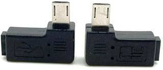 Cablecc 2pcs 9mm Long Connector 90 Degree Left & Right Angled Micro USB 2.0 5Pin Male to Female Extension Adapter Cablecc