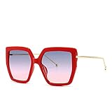 DLSM Lunettes de soleil carrées métalliques pour femme homme moderne grand cadre lunettes de soleil grandes dimensions bleue Bleu Sports Sports Lunettes de soleil, course à pied, cyclisme-C5 Rouge Ro